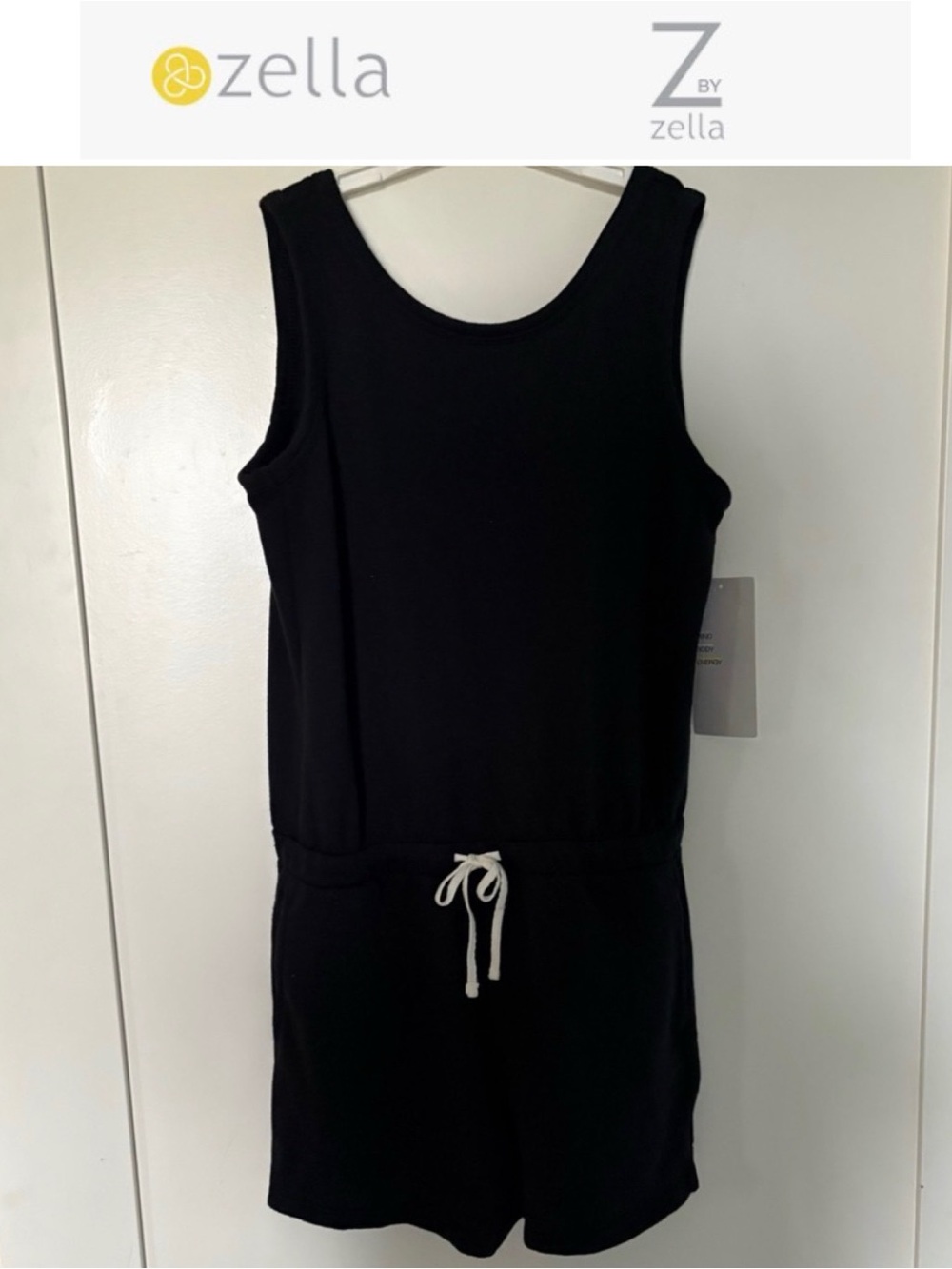 6/$20 Zella Black Girl's Sleeveless Romper with Drawstring M NWT